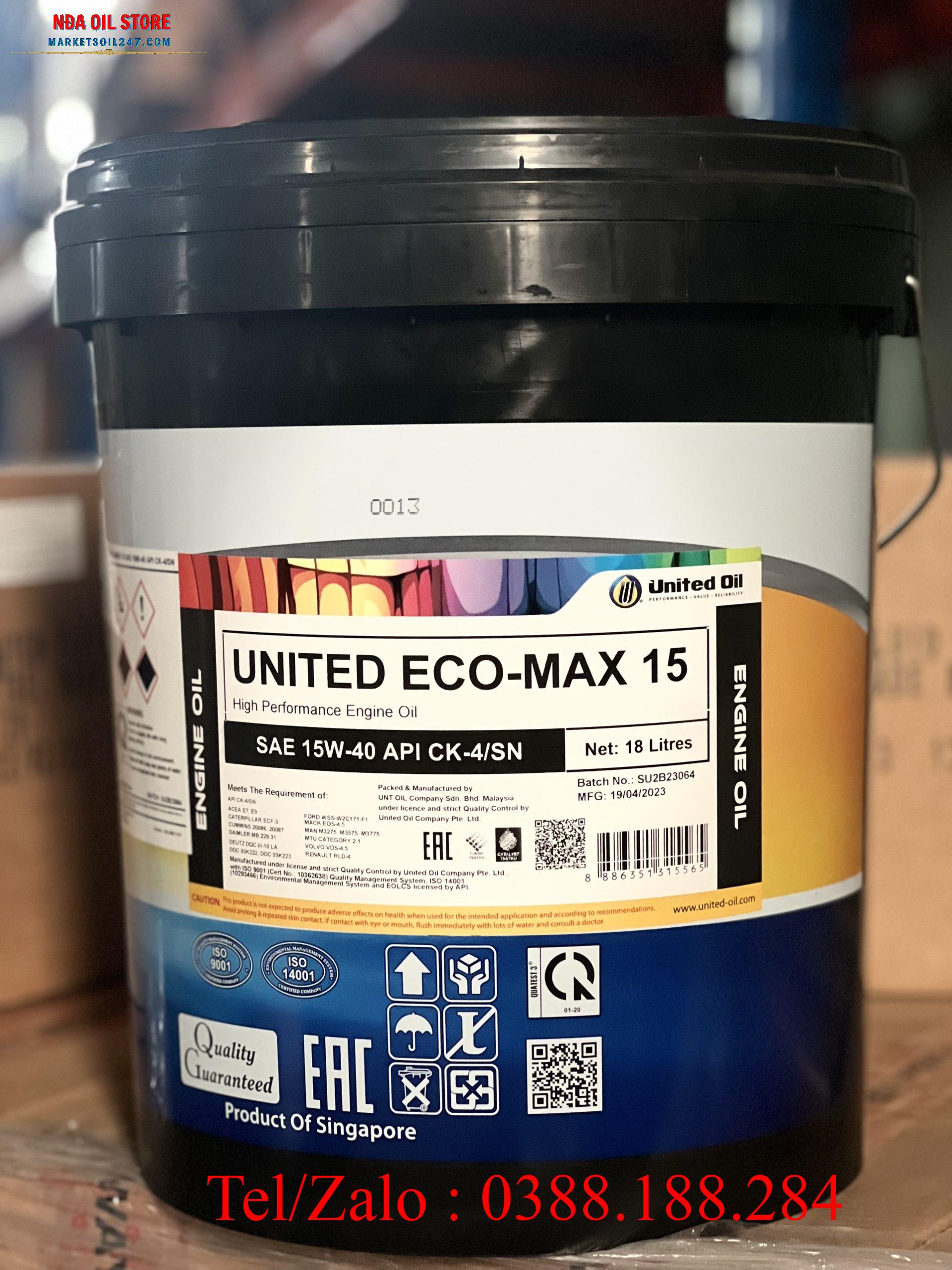 Dầu Nhớt Động Cơ United Eco-Max 15 15W40 CK-4 Dầu Nhớt Động Cơ United Eco-Max 15 15W40 CK-4