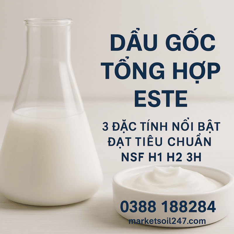 Cung cấp dầu gốc tổng hợp Ester (Synthetic Ester Base Oil) dùng cho ngành thực phẩm đạt tiêu chuẩn NSF H1 H2 3H