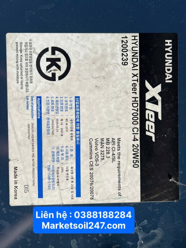 Dầu Động Cơ Hyundai Xteer HD 7000 20W50