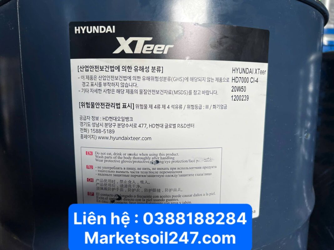 Dầu Động Cơ Hyundai Xteer HD 7000 20W50