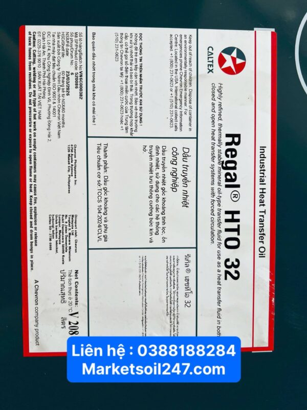 Dầu Truyền Nhiệt Caltex Regal HTO 32 - ( Tên cũ Dầu Truyền Nhiệt Texatherm 32