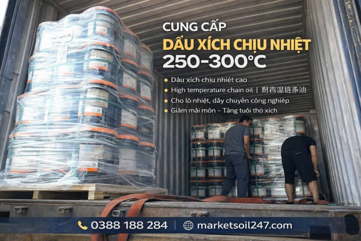 Cung cấp dầu xích chịu nhiệt tại Cần Thơ 18 Cung cấp dầu xích chịu nhiệt tại Cần Thơ 250–300°C cho lò nung, lò sấy, lò sơn tĩnh điện, băng tải xích, dây chuyền công nghiệp. High Temperature Chain Oil, 高温链条油.