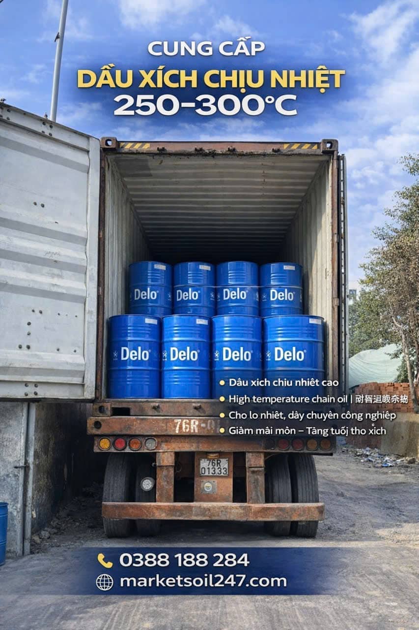 Cung cấp dầu xích chịu nhiệt tại Yên Bái 22 Cung cấp dầu xích chịu nhiệt tại Yên Bái 250–300°C cho lò nung, lò sấy, lò sơn tĩnh điện, băng tải xích, dây chuyền công nghiệp Shell, Total, Klüber, Castrol, Mobil, Fuchs, Idemitsu, Molygraph, United Oil High Temperature Chain Oil 高温链条油
